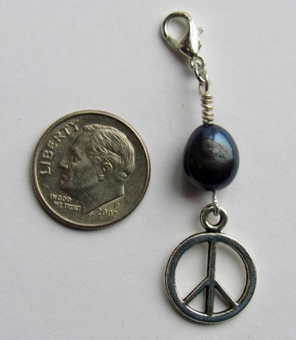 One of a Kind ~ Zipper Pull w/Baroque Pearl ~ Peace