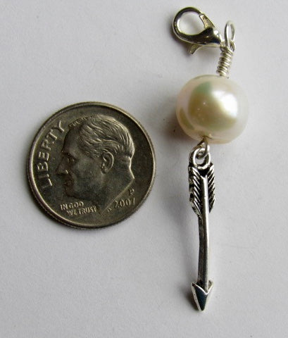 One of a Kind ~ Zipper Pull w/Baroque Pearl ~ Arrow