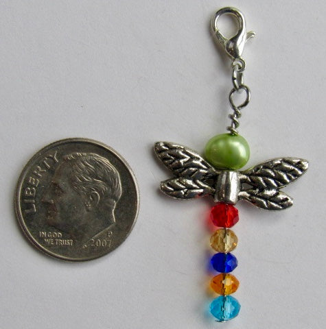 One of a Kind ~ Zipper Pull w/Baroque Pearl ~ Dragonfly #6