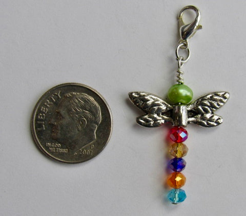 One of a Kind ~ Zipper Pull w/Baroque Pearl ~ Dragonfly #4
