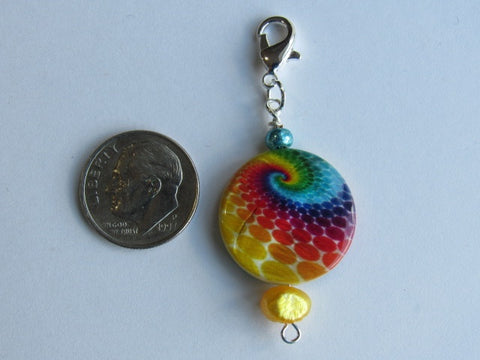 One of a Kind - Zipper Pull w/Baroque Pearl ~ Tie Dyed w/Yellow Pearl - PRETTY!!!
