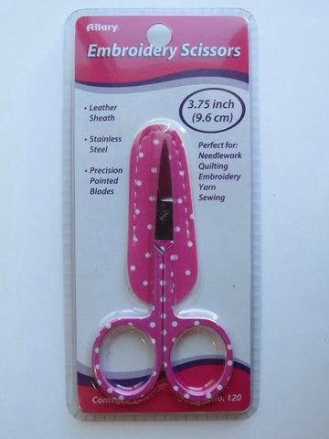 Embroidery Scissors Swiss Dot - Bright Pink w/Sheath
