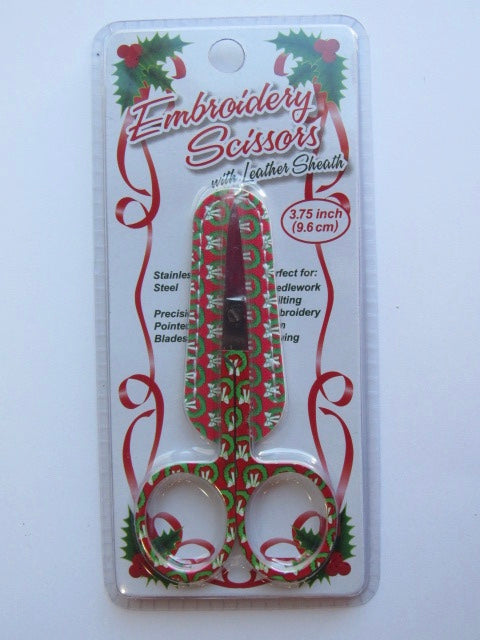 Christmas Embroidery Scissors w/Sheath ~ Wreaths