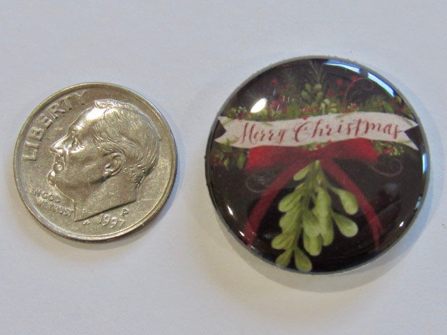 1" Button Magnet ~ Christmas - Mistletoe