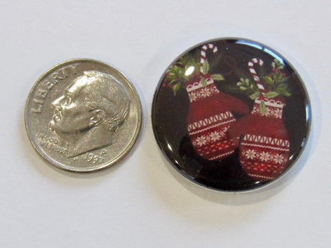 1" Button Magnet ~ Christmas - Mittens