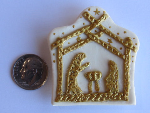 Needle Minder ~ The Nativity (Ivory/Gold) CLAY