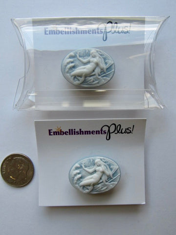 Needle Minder ~ Oval Blue Mermaid Cameo (packaged)