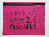 Run On Wine... ~ Black Glitter Project Bag (Various Colors)