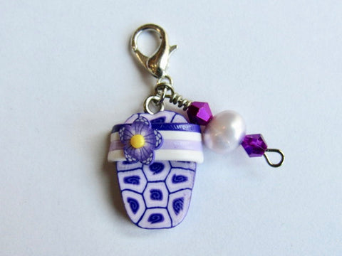 Zipper Pull w/Baroque Pearls ~ Flip Flop Purple - SO CUTE!