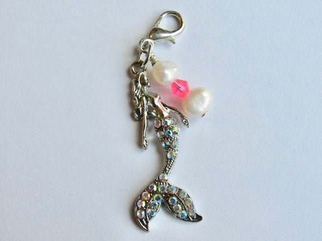 One of a Kind - Zipper Pull w/Baroque Pearls ~ Mermaid #2 - SO CUTE!