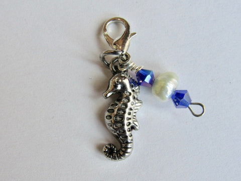 One of a Kind - Zipper Pull w/Baroque Pearls ~ Seahorse #4 - SO CUTE!