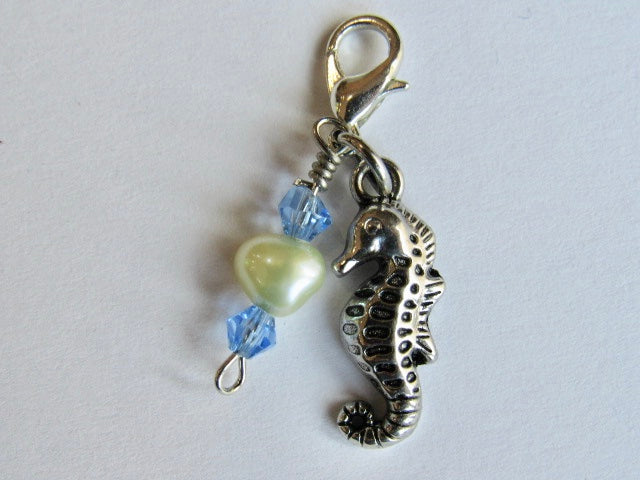 One of a Kind - Zipper Pull w/Baroque Pearls ~ Seahorse #2 - SO CUTE!
