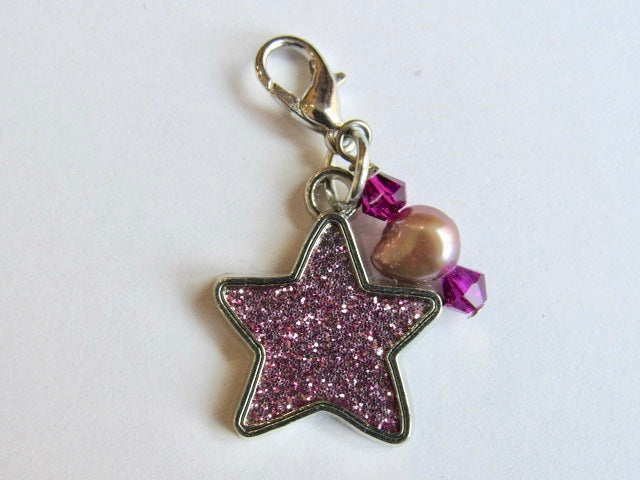One of a Kind - Zipper Pull w/Baroque Pearls ~ Purple Star - SO CUTE!