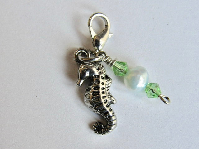 One of a Kind - Zipper Pull w/Baroque Pearls ~ Seahorse #5 - SO CUTE!