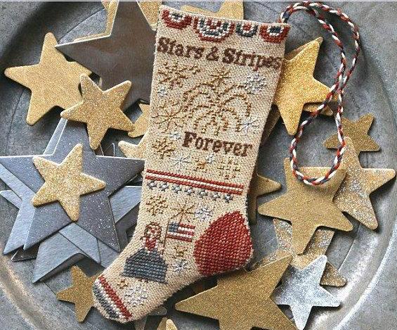 Heartstring Samplery ~ Stars & Stripes Forever Stocking Ornament #3