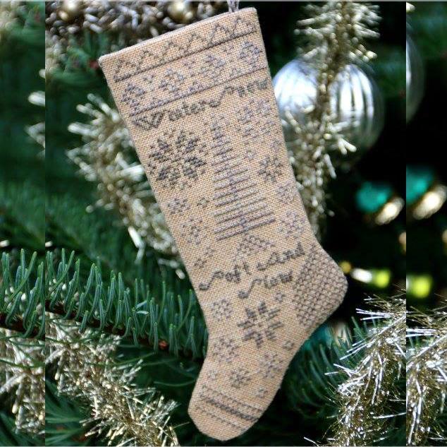 Heartstring Samplery ~ Winter Snow Stocking Ornament