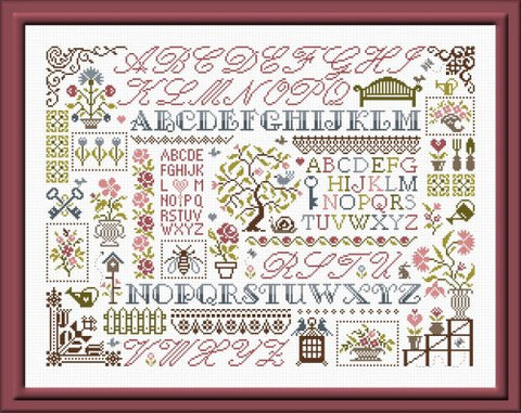 Jardin Prive' ~ Sampler aux Fleurs ~ Multi-color Version