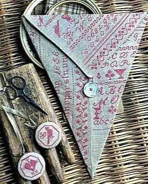 Stacy Nash Primitives ~ Luise Konig Redwork Sewing Pocket & Fob