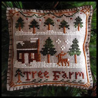 Little House Needleworks ~ Tree Farm w/28ct WDW Tin Roof Gingham Linen