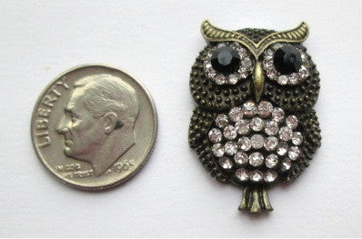 Needle Minder ~ Bronze Rhinestone Owl