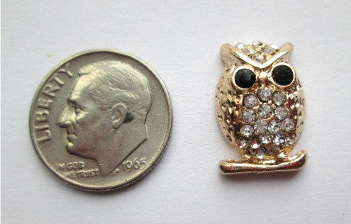 Needle Minder ~ Small Gold Rhinestone Owl