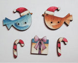 Mani di Donna ~ Christmas Birdhouse Ornaments w/buttons