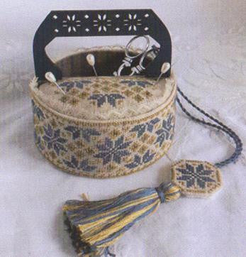 Mani di Donna ~ Blue Quaker Sewing Basket w/handle