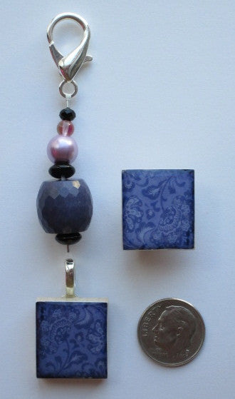 Jacobean Blue Mini Fob & Magnet Set