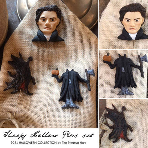 The Primitive Hare ~ Sleepy Hollow Pin Set **LIMITED # AVAILABLE!