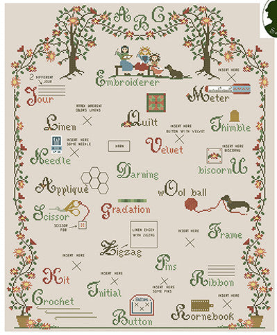 Sara Guermani ~ Embroidery ABC w/wood buttons