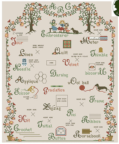 Sara Guermani ~ Embroidery ABC w/wood buttons