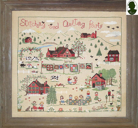 Sara Guermani ~ Stitching & Quilting Party w/hand-painted wood button