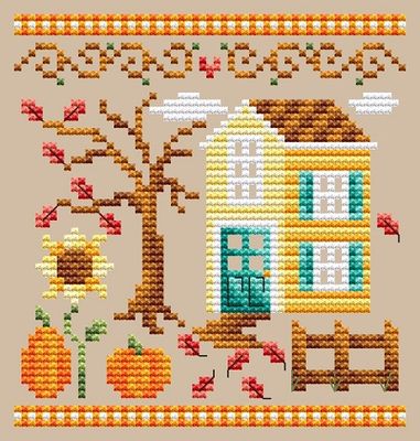 Shannon Christine Designs ~ Pumpkin House (see set of 3 stitched together!!)