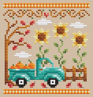 Shannon Christine Designs ~ Pumpkin Truck (see set of 3 stitched together!!)