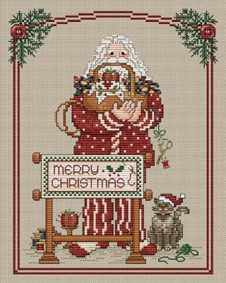 Sue Hillis Designs ~ Stitching Santa w/charms