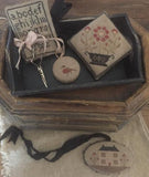 Stacy Nash Primitives ~ Farmhouse Sampler Pinkeep, Pin Disk, Scissor Fob & Needle Book