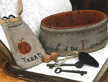 Stacy Nash Primitives ~ Jack of the Lantern Sewing Basket & Treat bag