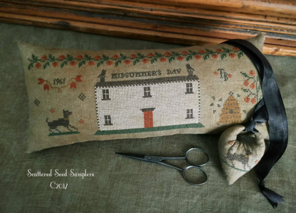 Scattered Seeds Samplers ~ Midsummer's Day Tailor's Roll & Needlekeep