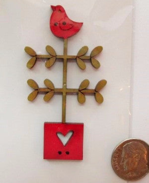 Hand Painted Buttons - Twig Heart Tree
