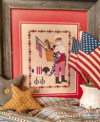 Twin Peak Primitives ~ Star Spangled Santa And Ewe