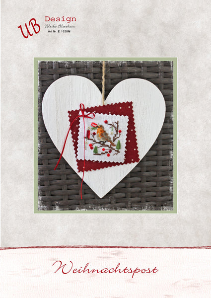 UB Design ~ Christmas Mail w/wooden heart & materials - Weihnachtspost "Weihnachtshäuschen im Wald"