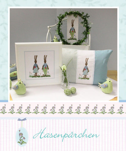 UB Design ~ "Hasenpärchen" Farbige Stickanleitung  (Hare Couple)
