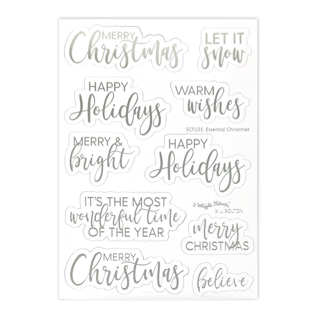 Waffle Flower ~ Essential Sentiments Diecut Sheet - Silver Foiled