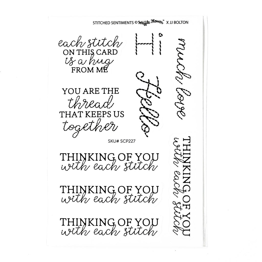 Waffle Flower ~ Stitched Sentiments Sticker Sheet - Black