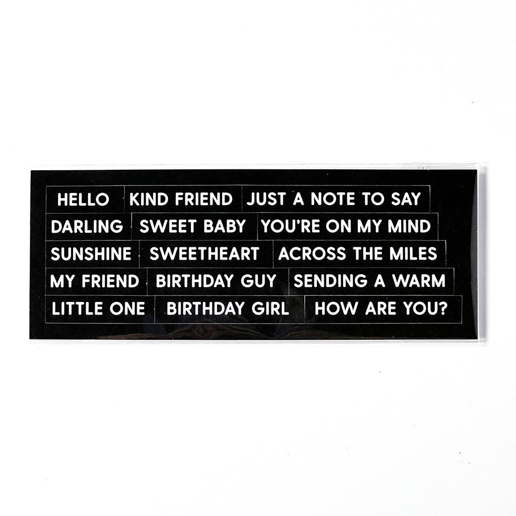 Waffle Flower ~ Subsentiments Hello Diecut Sheet - Black/white