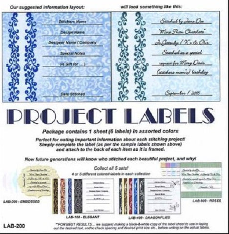 Project Label Photo Project Labels – Down Sunshine Lane